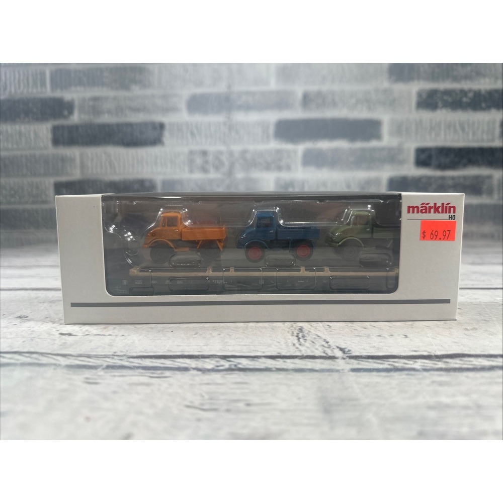 Märklin 46286 H0 DB Rkmp 656 Flat Car 3 Mercedes Unimog U406 Trucks Boxed NEW